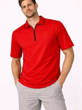 Puma Ferrari Men's Scuderia Ferrari Zip Collar Polo Shirt - Size XL